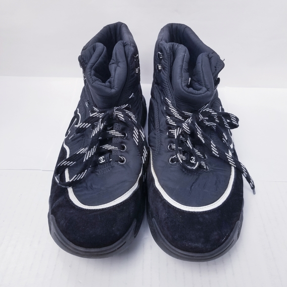 CHANEL Black and White High-Top Sneakers - Picture 1 of 5
